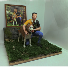 Fotoğraftan Kişiye Özel Diorama Köpek ve Adam