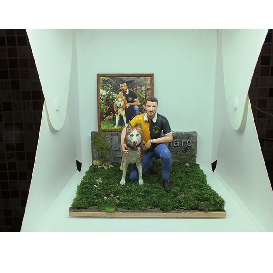 Fotoğraftan Kişiye Özel Diorama Köpek ve Adam