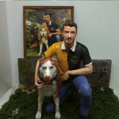 Fotoğraftan Kişiye Özel Diorama Köpek ve Adam