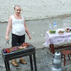 Kamyoncu Dayılar piknikte 3 lü Reçine Figür seti 1.18 Ölçekli