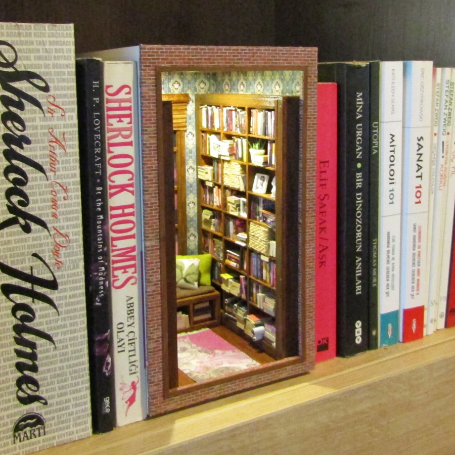 Işıklı Okuma Odası Book Nook- Ay Manzaralı