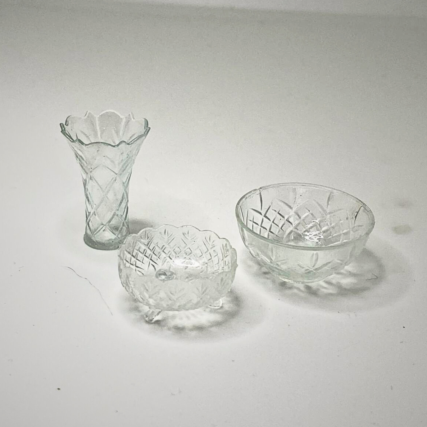 Minyatür Nostaljik Krsital Kesme Vazo Seti (3’lü)