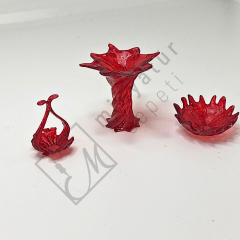 Minyatür Murano Vazo seti 3 lü Reçine 1.12 ölçek Kırmızı - 1.12 ölçek