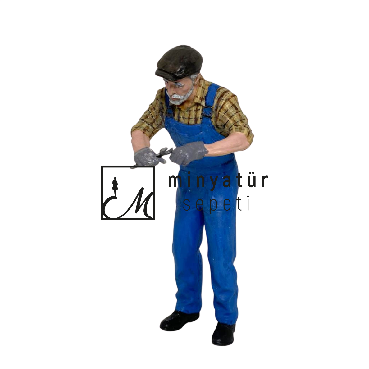1.18 ölçekli Diecast Yaşlı Tamirci 3d Reçine figür