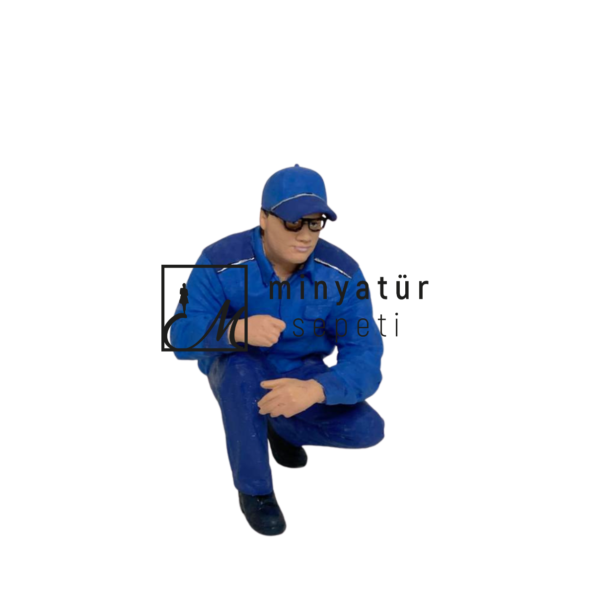 1.18 ölçekli Diecast Diz çöken Tamirci-3d Reçine figür