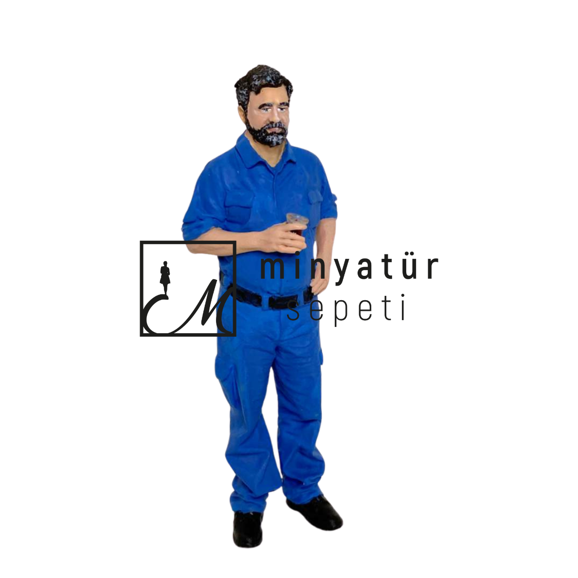 1.18 ölçekli Diecast Çay içen Tamirci 3d Reçine Figür