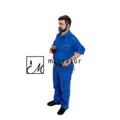 1.18 ölçekli Diecast Çay içen Tamirci 3d Reçine Figür