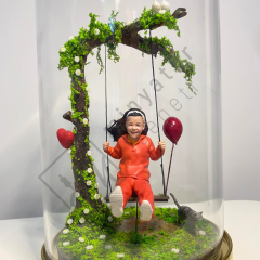 Kişiye Özel Biblo - Cam Fanus İçinde Salıncakta Kız