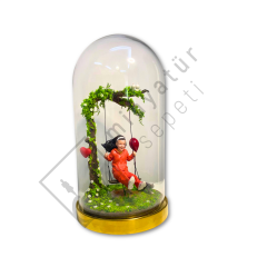 Kişiye Özel Biblo - Cam Fanus İçinde Salıncakta Kız