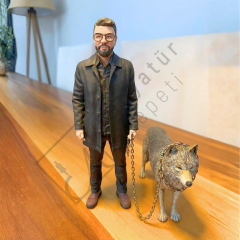 Fotoğraftan Kişiye Özel Erkek ve Kurt Figürü