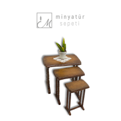 Minyatür Zigon Sehpa Seti Kahverengi