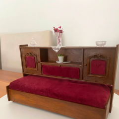 Minyatür El yapımı Ahşap Kitaplıklı Nostaljik Çekyat 1.12 ölçek