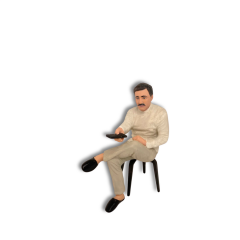 Oturur Pozda Erkek Figürü